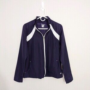 Women's Jacket Purple Size Large Full Zip High Neck Long Sleeve by Champion
